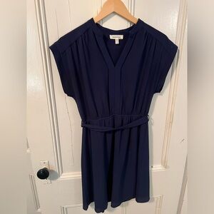Cute navy blue dress with waist tie belt